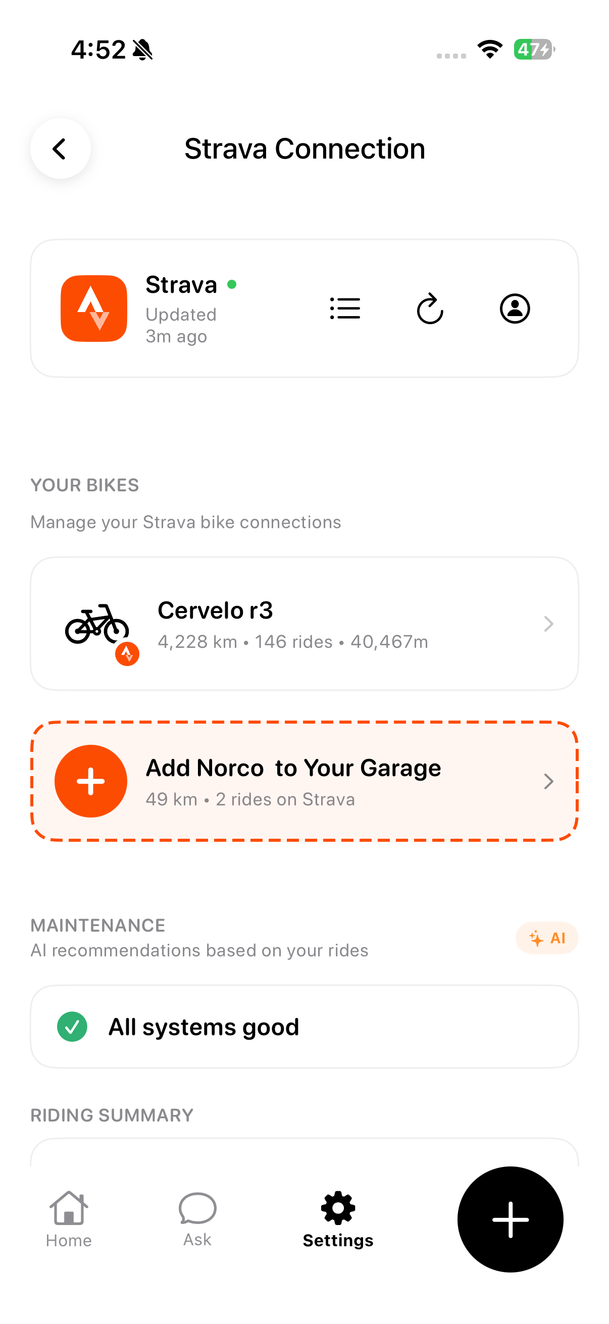 Strava connection and sync